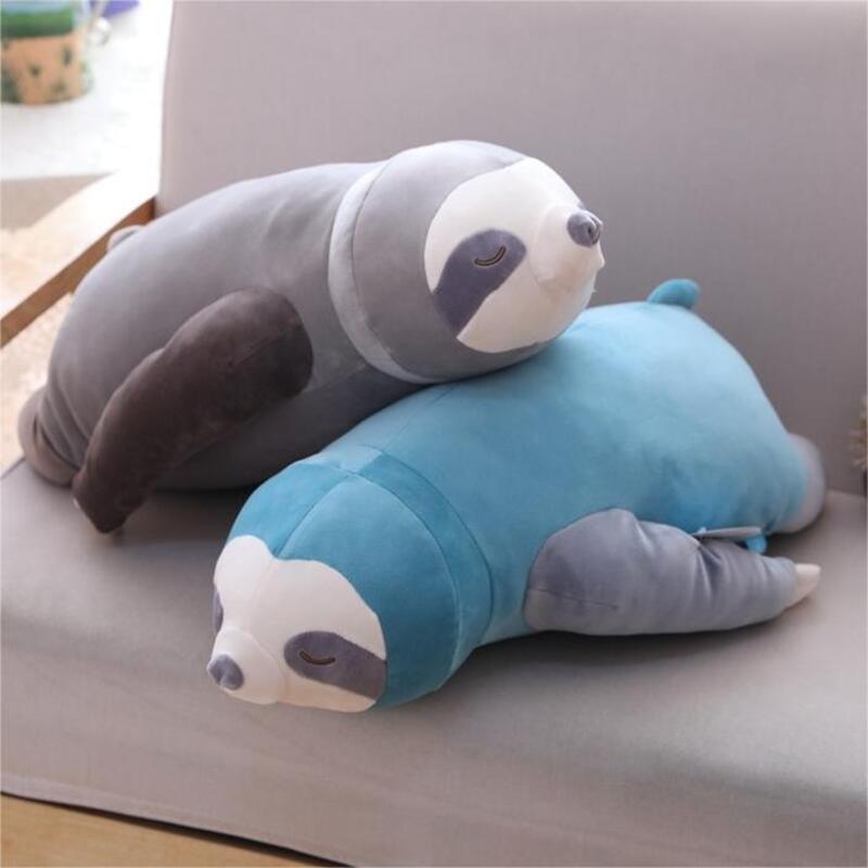 Adorable Sloth Plush Toy Pillow For Kids And Girls Short Plush And Pp Cotton Stuffed Blue And Grey