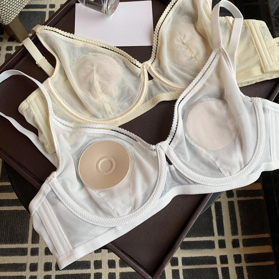 French Bra Women's Thin Mesh Underwear Women's Soft Support Comfortable Bra Push Up Bra