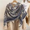 122*128cm Oversized  Imitation Cashmere Wrap with Tassels, Floral Travel Blanket Cape Pashmina Shawl for Women, Versatile scarf