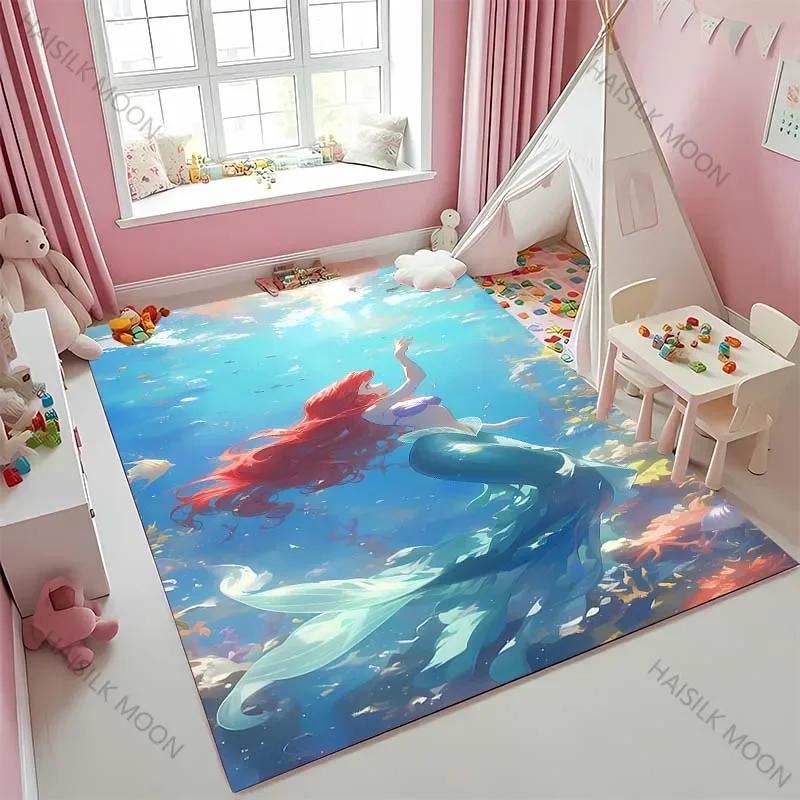 3D Printing Little Mermaid Ariel Princess Cartoon Carpet!Lving Room Bed Mat,Non-slip Durable Rug,Modern Simple Style Great Gift