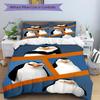Four Cartoon Penguins Print 3Pcs Bedding Set,Duvet Cover with 2 Bedro,Pillowcase Home Birthday Gift