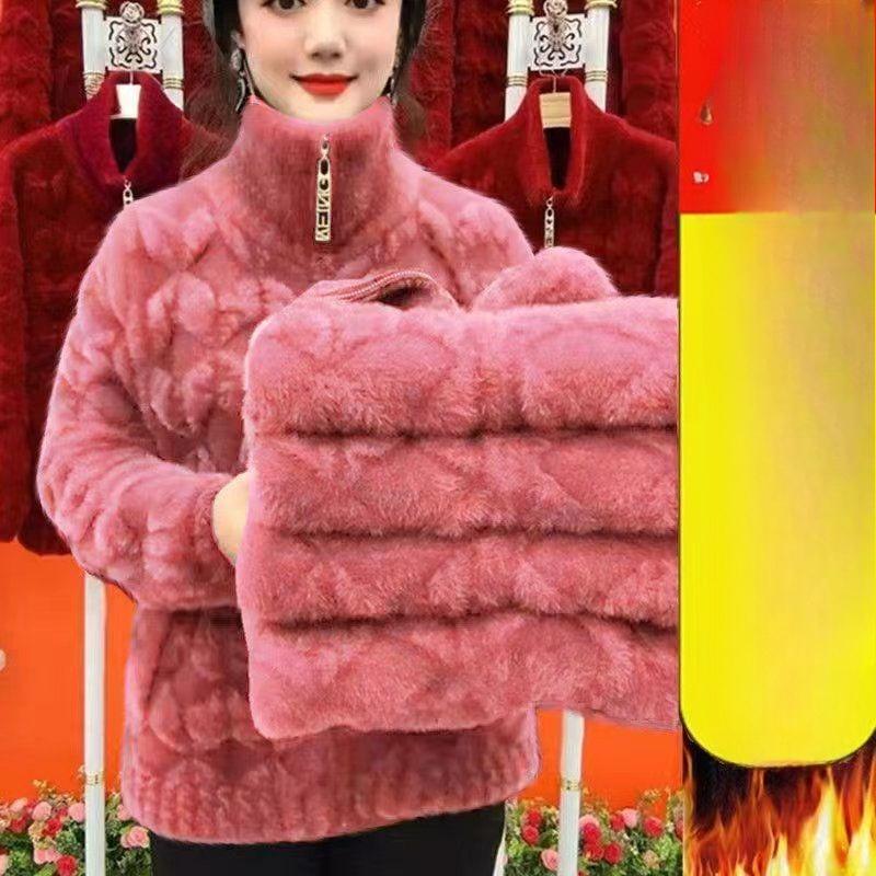 Autumn and Winter Jackets, Women's Imitation Mink Fleece Jackets, Cold-proof and Warm Outerwear