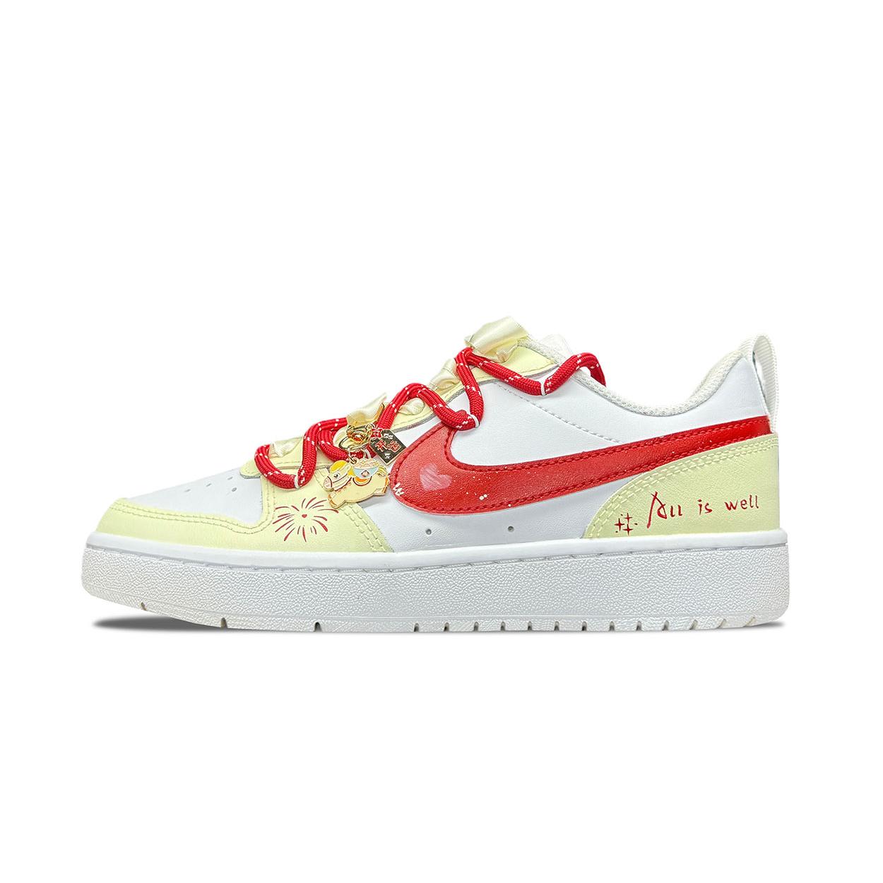 

Nike Court Borough GS Spring Sequence Leather Cushioning Abrasion Resistant Slip Resistant Low top Skateboard Shoes BQ5448-100(team1860-) 38