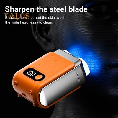 Rasoio elettrico da uomo IPX7 impermeabile Mini rasoio tascabile Rasoio rotante senza fili ricaricabile tramite USB Motore ad alta velocità Display a LED Rasoio portatile