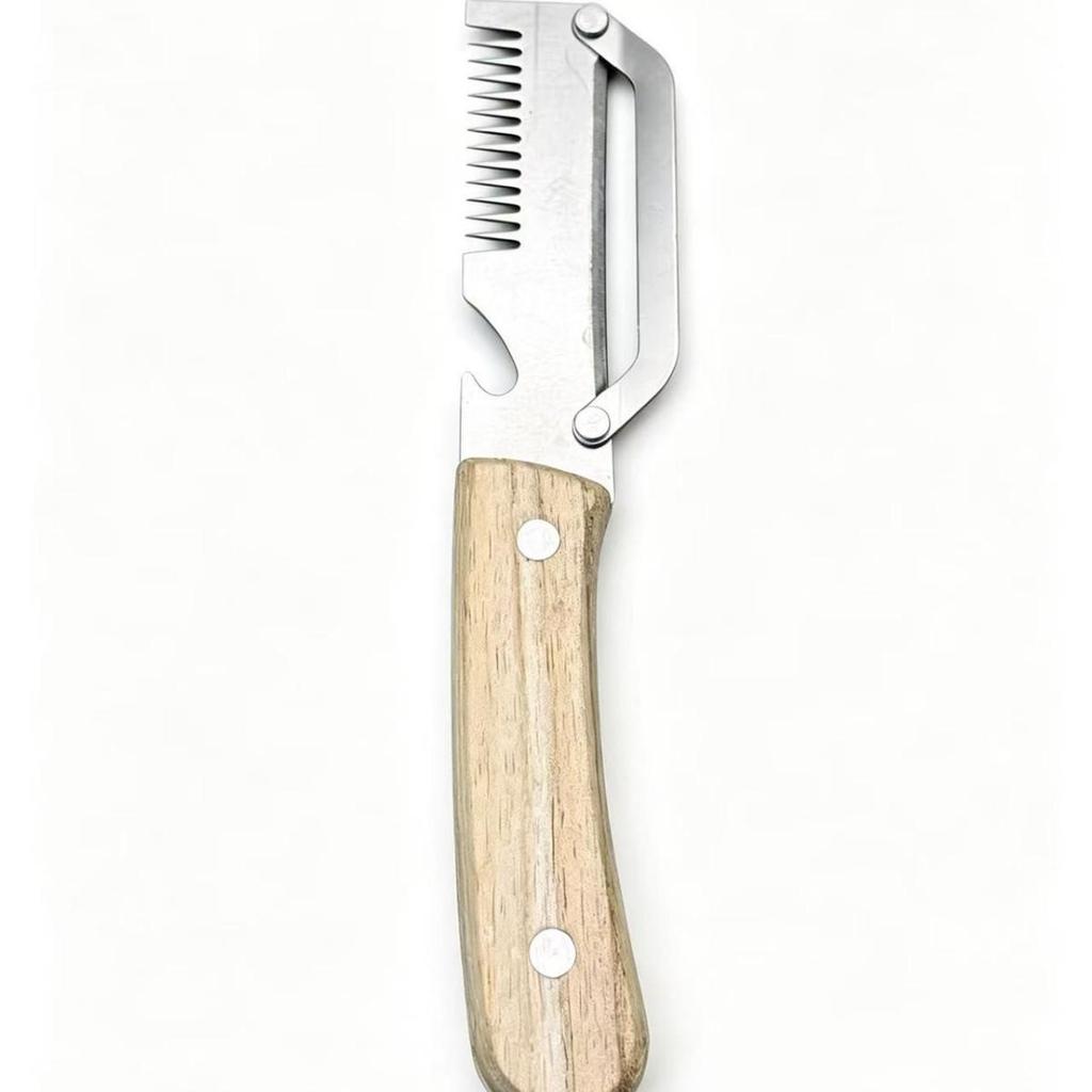2-in-1 Kitchen Multifunctional Cutter: Scallion Slicer, Shredder, Peeler & Bottle Opener with Wooden Handle