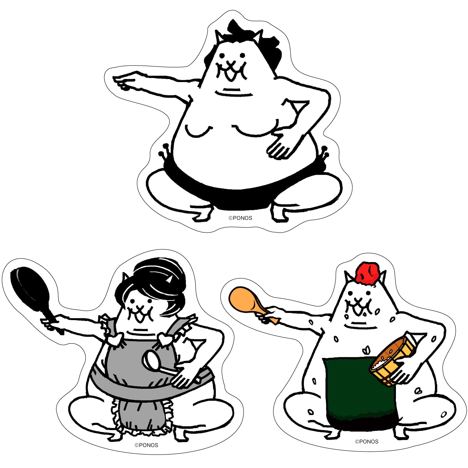 

Nyanko Daishouten Original Sticker Set Sumo Neko The Battle Cats белый