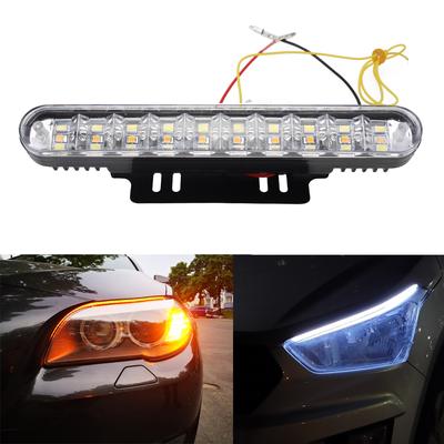LED Car COB Lights 12V DRL Driving Running Lamp 2Pcs Daytime Running Light White and Yellow Waterproof