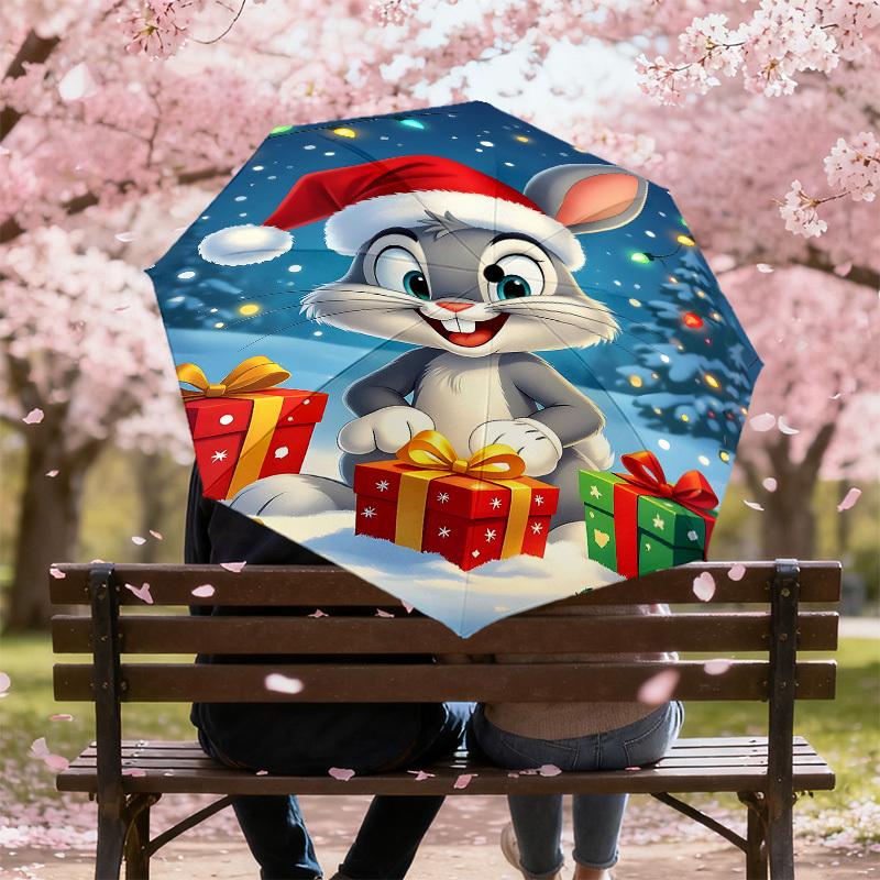 1PC Warner Christmas Rabbit Automatic Open/Close Umbrella with Windproof, 97-Rib Sturdy Canopy, Durable Ribs1314A