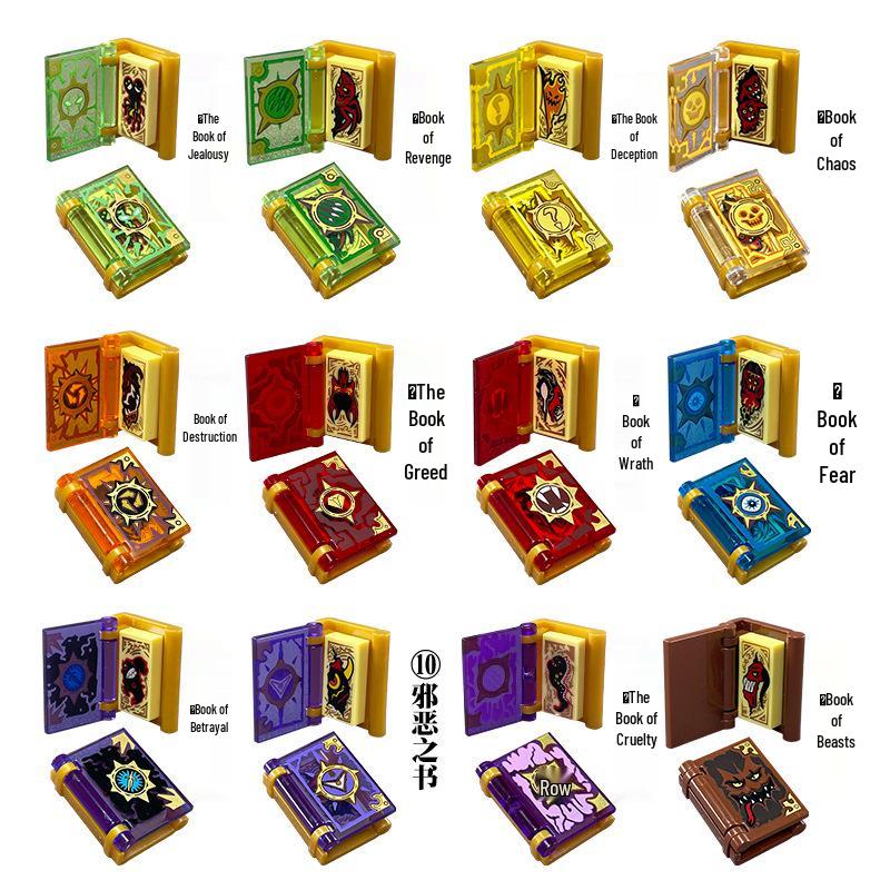 Bloki budulcowe małych cząstek: Minifigurka Otwierana Książka Magiczna 24324 & 24093