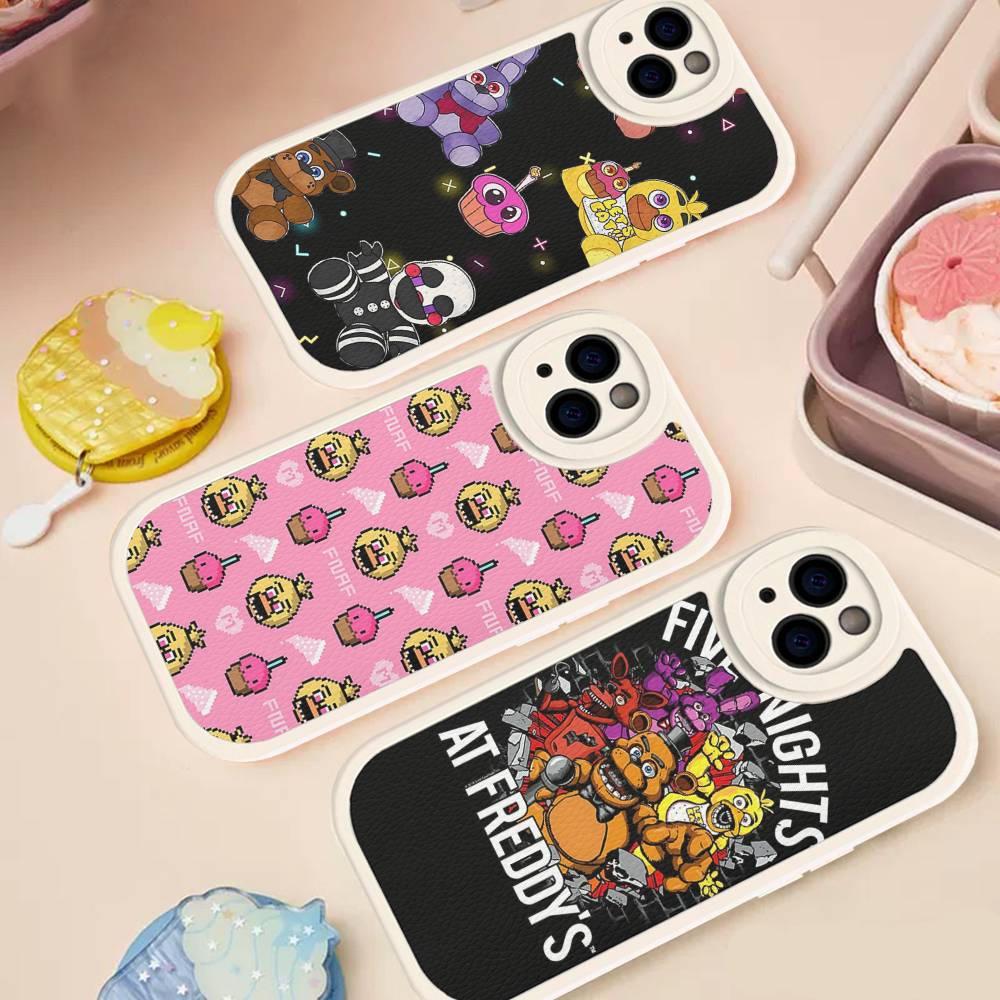 Fnaf Five-nights-At-Freddys Anime Leather Phone Case For IPhone 16 15 14 17 Pro Max 11 12 Mini Plus Soft Shell
