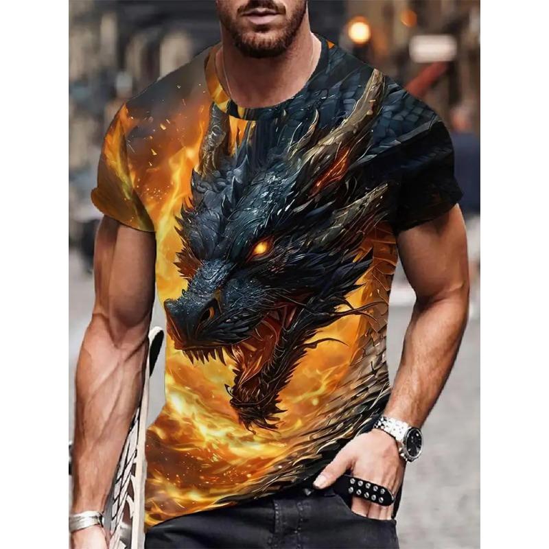 Men's Dragon T-shirt Fashion 3d Printed T Shirt Animal Pattern Short-sleeved Summer Streetwear Tees Casual Men's Tops
