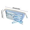Portable Blue Ballet Style Pen Bag Bow Ribbon Large Capacity Pencil Case Stationery Bag Back To School Gift