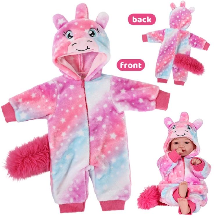 Reizende Puppenkleidung mit Tiermotiv für 43 cm Reborn-Puppen, Outfit-Set, weiches Polyesterkostüm für Kinder, Spielzeug zum Rollenspiel