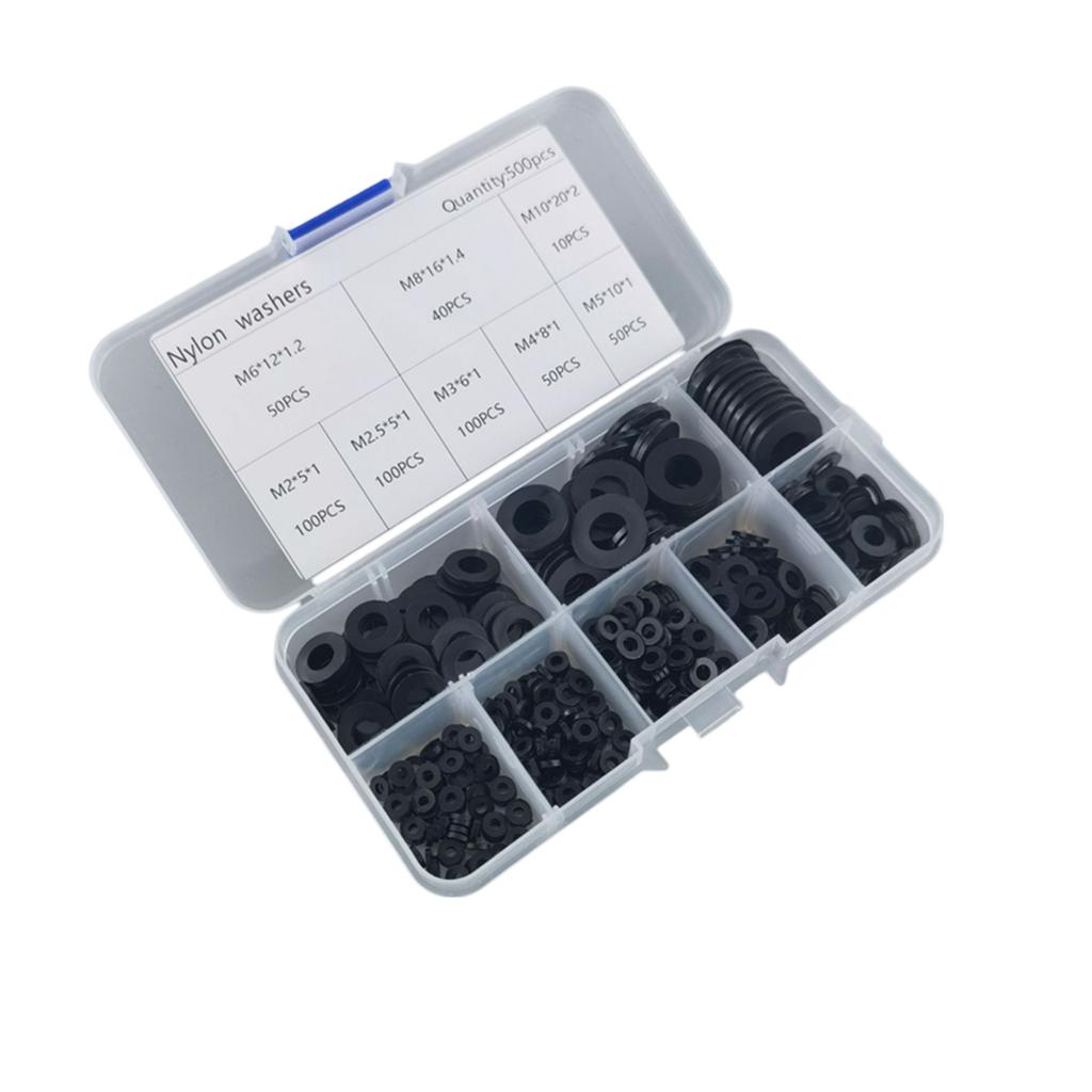 All in Set of 500 Nylon Flat Washers Designed to Secure For Screws & Bolts Effectively Across Multiple Applications