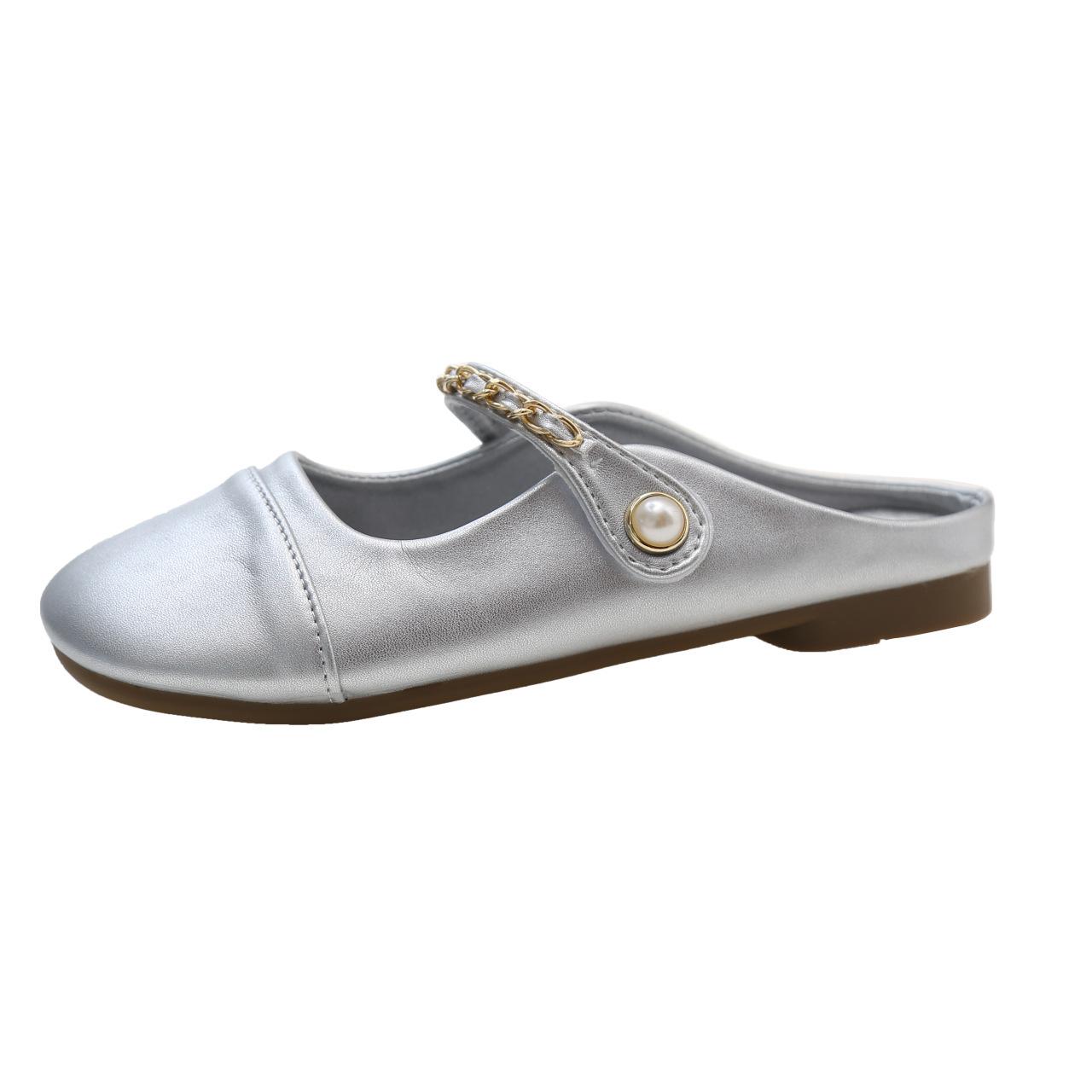 

Baotou полутапочки женские серебристые сандалии Мэри Джейн летняя уличная одежда с подставкой для ног ленивые туфли одинарные туфли 39 серебряный