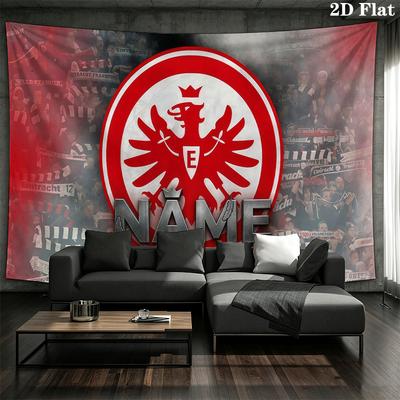 Custom Name,Eintracht Frankfurt Wall Tapestry, Aesthetic Printed Fabric Blanket, Suitable for Bedroom, Living Room, and Home Decor.