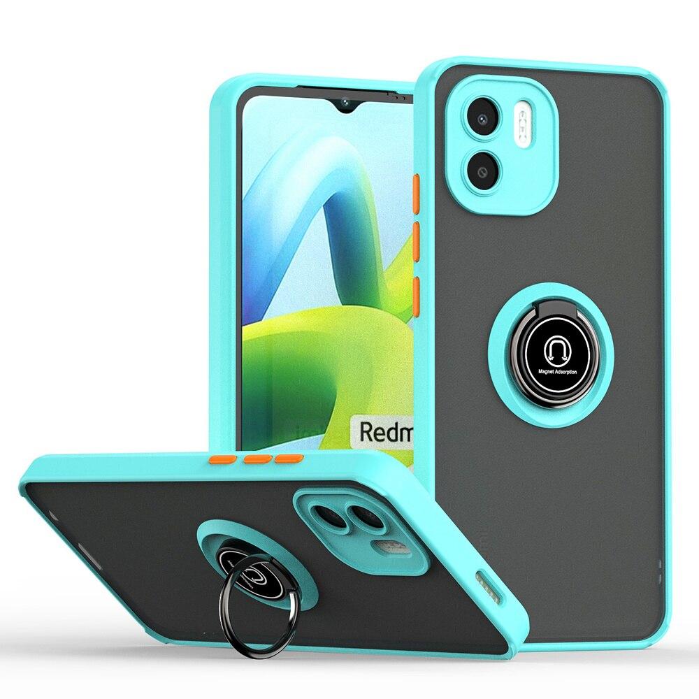 

Модний матовий чохол KEYSION для Xiaomi Redmi A1 Прозорий силікон + металеве кільце для ПК Протиударна задня кришка телефону для Redmi A1 for Redmi A1 небо синє кольору