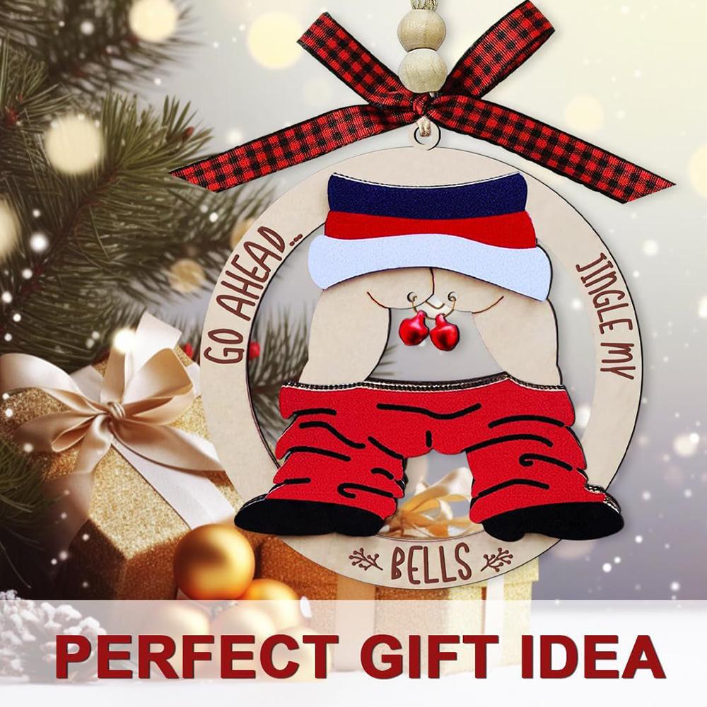 Go Ahead, Jingle My Bells" Wood Hanging Ornament For Christmas Tree Decoration