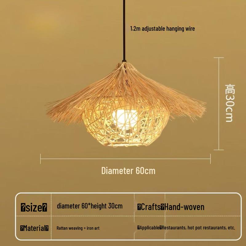 Nufeng Künstlerischer Strohhut Lampenschirm