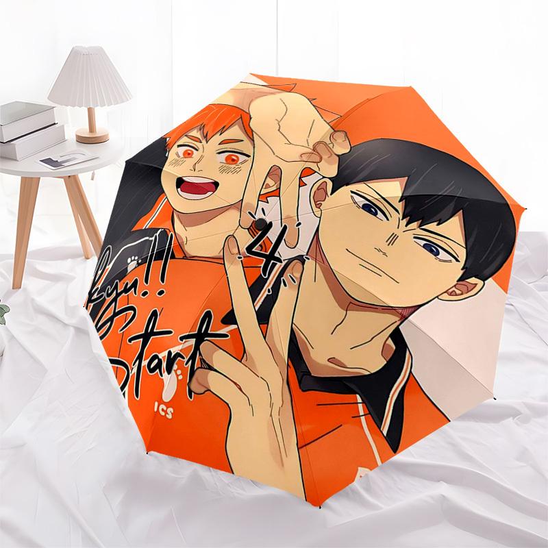

1pc Haikyuu!! ICS Team Logo Automatic Opening Folding Umbrella Portable 3-Fold Design, 8-Bone Iron Frame Outdoor Umbrella, Ideal Gift for Fans, Travel