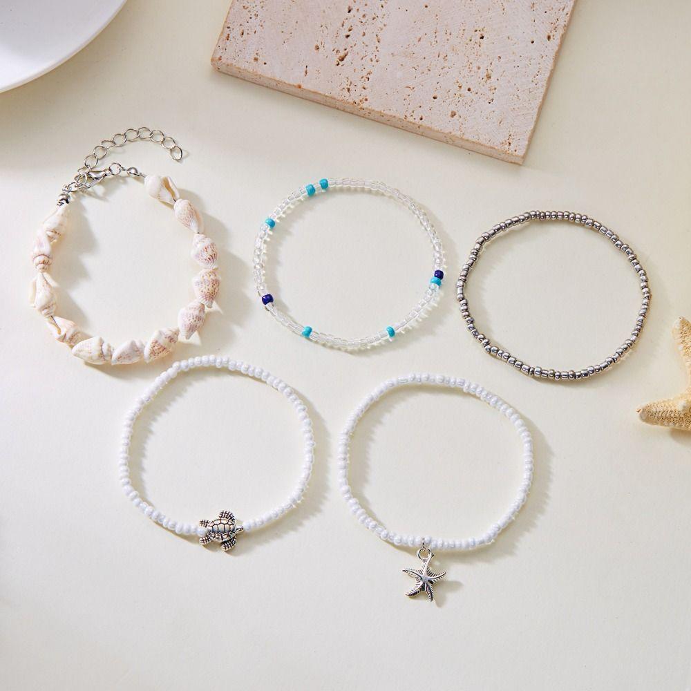 Sweet Ocean Style Hand Chain Jewelry Bohemia Bracelet Set Vintage Starfish Shell Bracelet  Beach