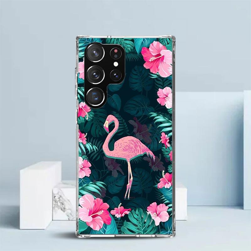 Pink Red Flamingo Phone Case For Samsung Galaxy S24 S25 Edge S26 Ultra S22 S23 Plus S21 + S20 FE Soft TPU Back Cover Galaxy S25