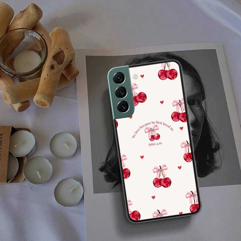 Cherry Bow Phone Case For Samsung A17 A14 A24 A34 A54 A03S A04S A13 A23 A33 A53 A70 A50S A30 A40 A51 A41 A20E A73 A71 A31 A21 A2