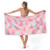 Tropical Hibiscus Flower Printed Beach Towel Quick Dry Polyester Bath Towel Pink Floral Sand Free Pool Towel for Summer Vacation