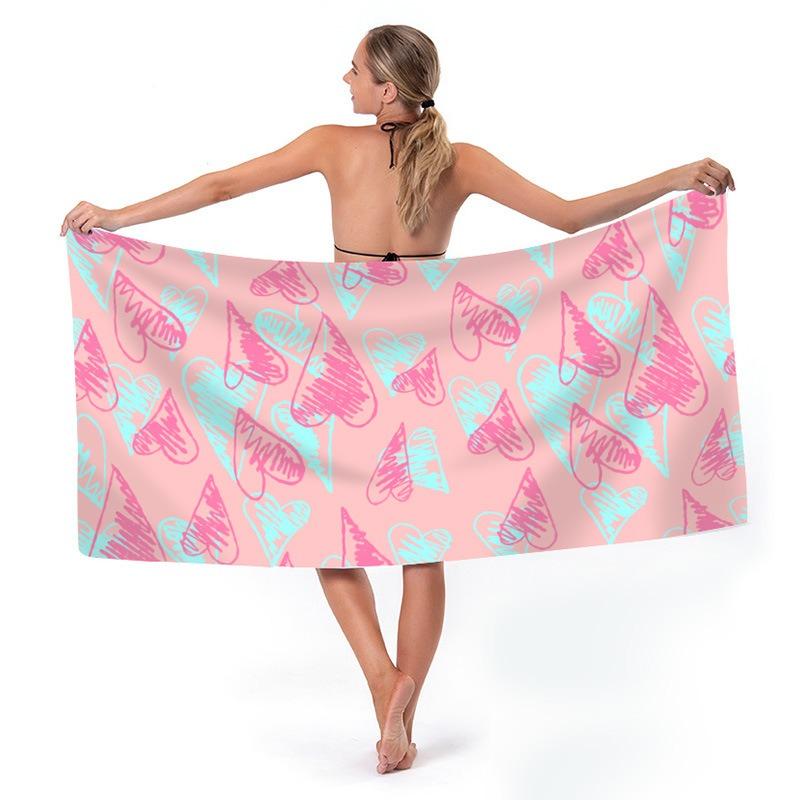 Tropical Hibiscus Flower Printed Beach Towel Quick Dry Polyester Bath Towel Pink Floral Sand Free Pool Towel for Summer Vacation