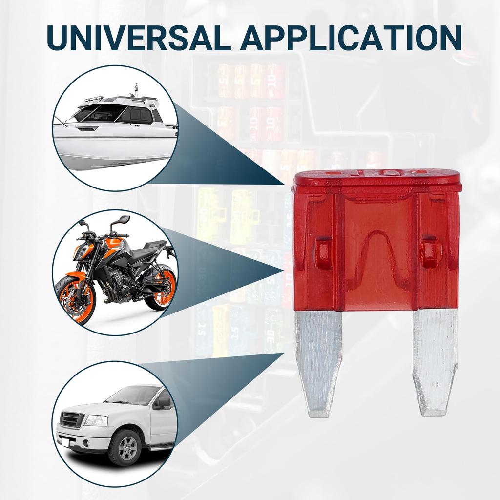 uxcell Car Fuse Type Fuse 10A Mini Fuse Durable Short Circuit Protection Red 20pcs