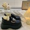 Muffin platform small leather shoes women's shoes new 2025 autumn black thick heel retro British style loafers jk single shoes
