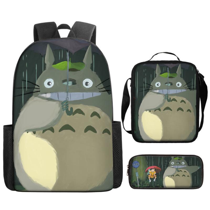 Hayao Miyazaki Chinchilla Schoolbag Cartoon Animation Backpack Children'S Backpack Satchel Pencil Case Digital Printing Computer Bag