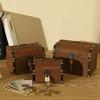 Retro Wooden Treasure Chest Piggy Bank with Lock Secure Coin Storage Box for Home Decor and Personal Valuables