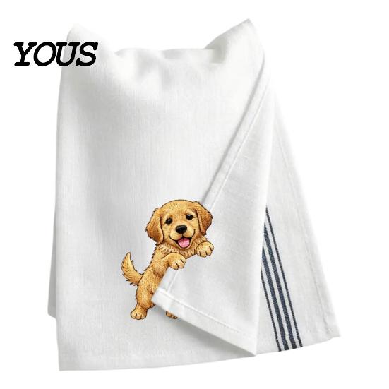 Cute Kitchen Decor Puppy Tea Towel, Embroidered Corgi Dachshund Dish Absorbent Accessories for Dog Owners Quick Dry Hand Towel Lovers Bathroom
