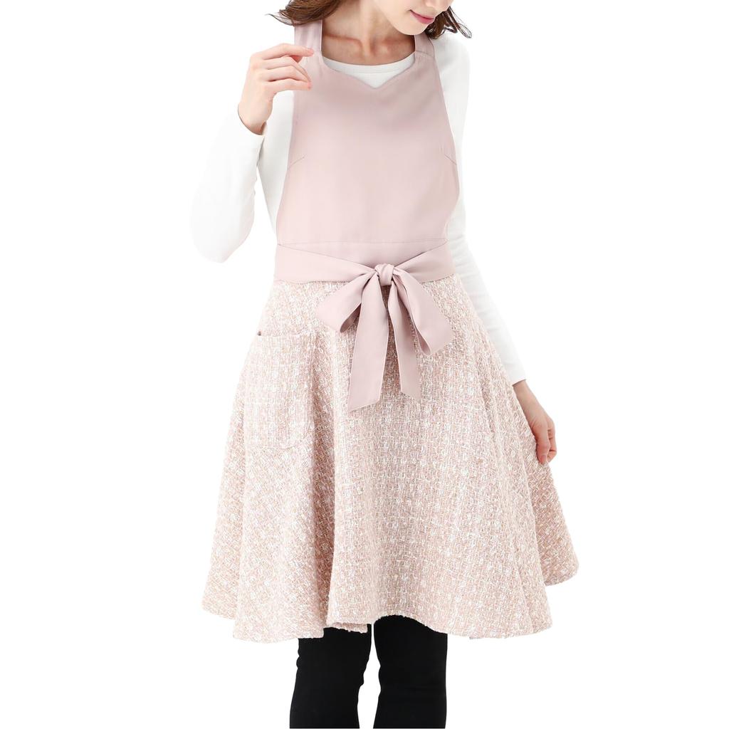 Francfranc Tweed Full Apron, Pink