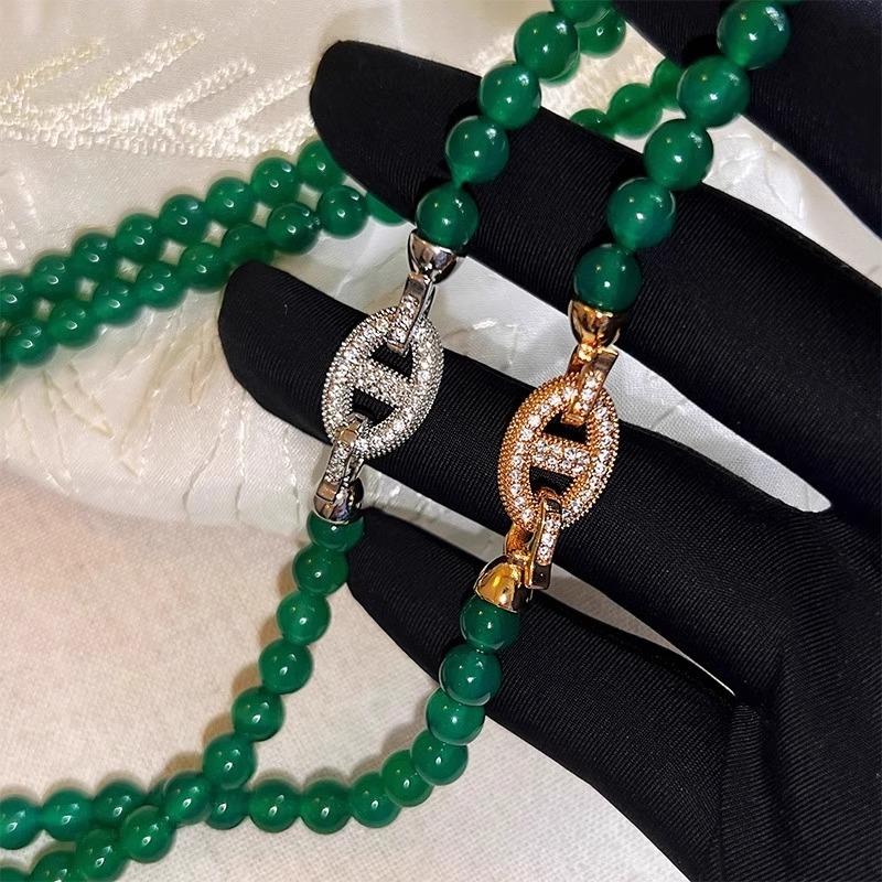 New Arrival 100% Natural Green Chalcedony 14K Gold Filled Female Beads Chain Necklace Promotion For Women Birthday Gifts