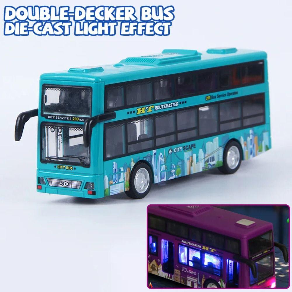 Friction Powered Pull Back Vehicles Toy Open the Door Sightseeing Bus Model  Xmas Gifts