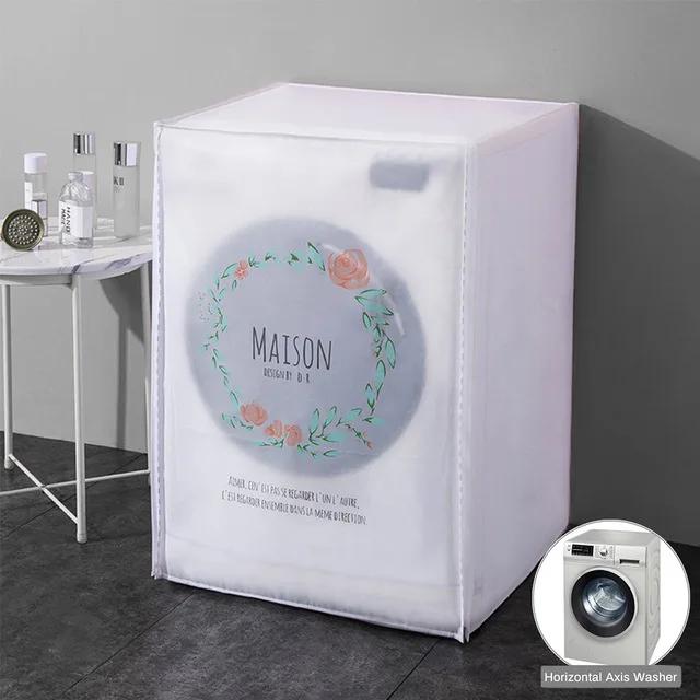 Housse pour machine à laver à chargement frontal pour tambour PEVA Protection solaire Anti-poussière Housse protectrice Machine à laver automatique Ménage