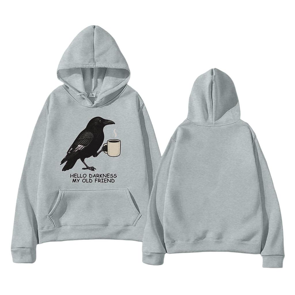 Modna Unisex Lekka Bluza Pulower z Długim Rękawem i Kieszeniami z Nadrukiem