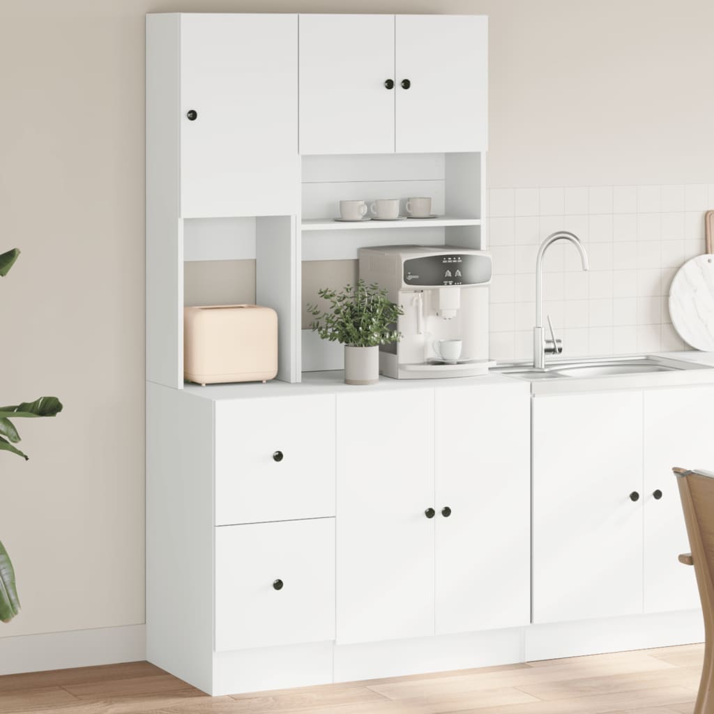 White Kitchen Cabinet 95 X 50 X 180 Cm Particleboard