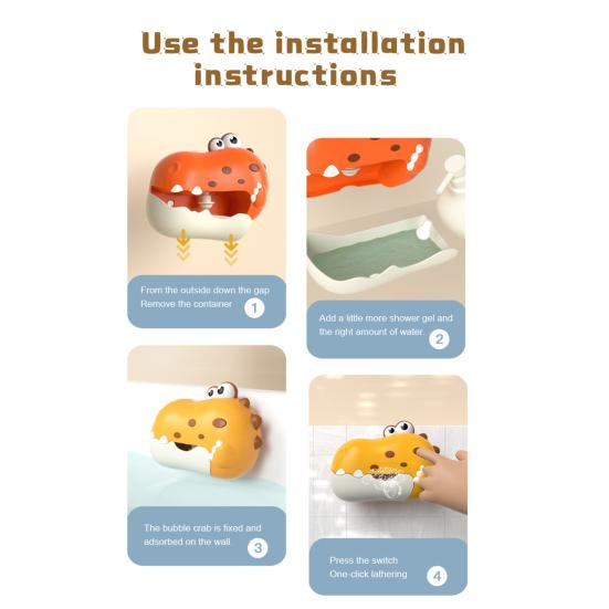 Dinosaur Bath Bubble Machine for Toddlers Automatic Bathtub Toys Bubble Maker Fun