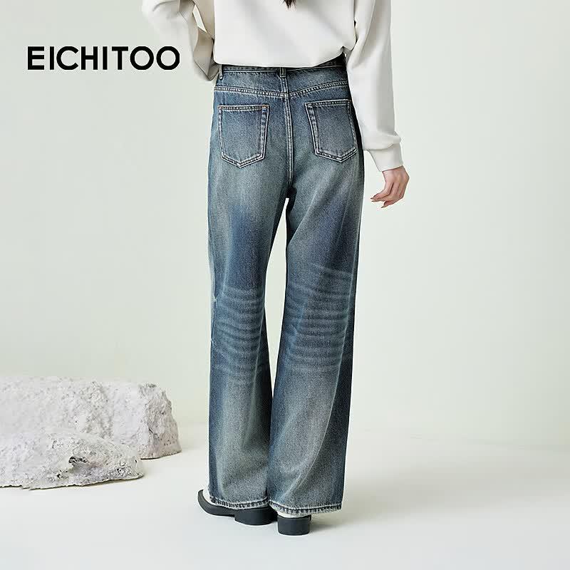 EICHITOO Women's High-Waist Wide-Leg Denim Jeans