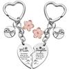 Heart Mother Daughter Heart Matching Key Ring Split Heart Stainless Steel Keychain Gift Stainless Steel Keychain for Backpack Bag Pendant