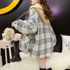 Women's Hooded Long Sleeve Cardigan Loose Lazy Style Fleece Lined Jacket 2026 Winter Plaid Patchwork Warm Zip Up Coat