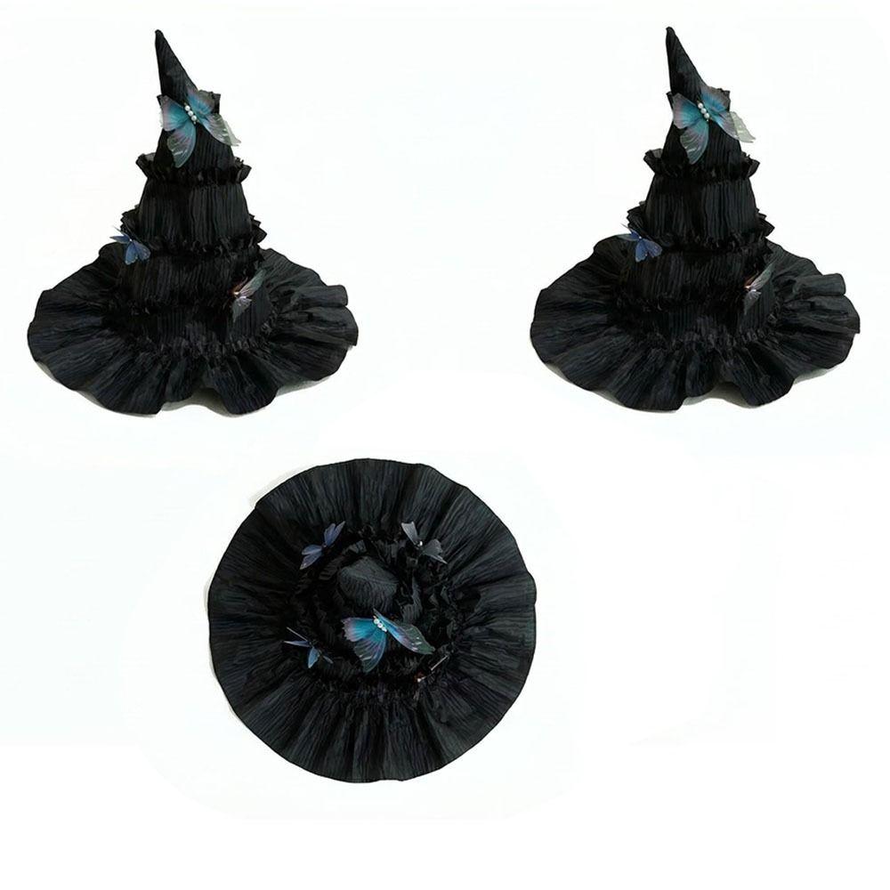 Gothic Lolita Witch Hat Tall Pointed Cone Top Women's Wizard Cap Halloween Hat Masquerade Ball