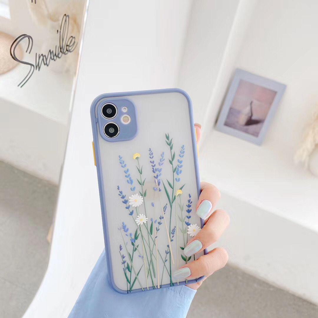 

Чехол-накладка для iPhone 16 Skin-Feel Matte Full-Cover: 13 Pro Max Floral Design, XR Fine Hole Protection iPhone14 лавандовый