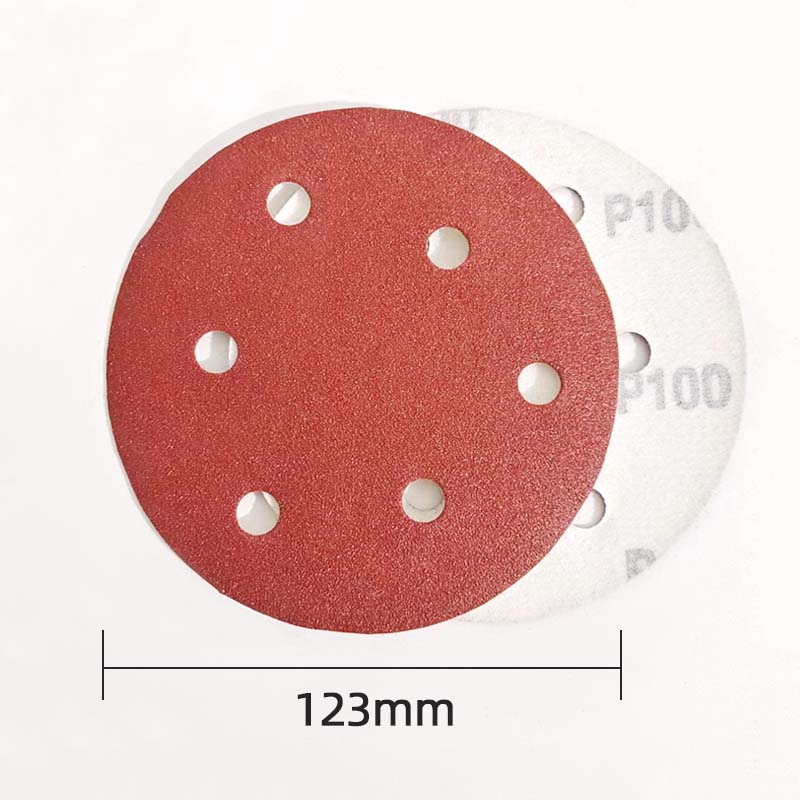 10pcs 125mm Hook & Loop Abrasive Sand Paper 5 Inch Red Sanding Disc With 6 Holes Grits 80~800 Available Sandpaper