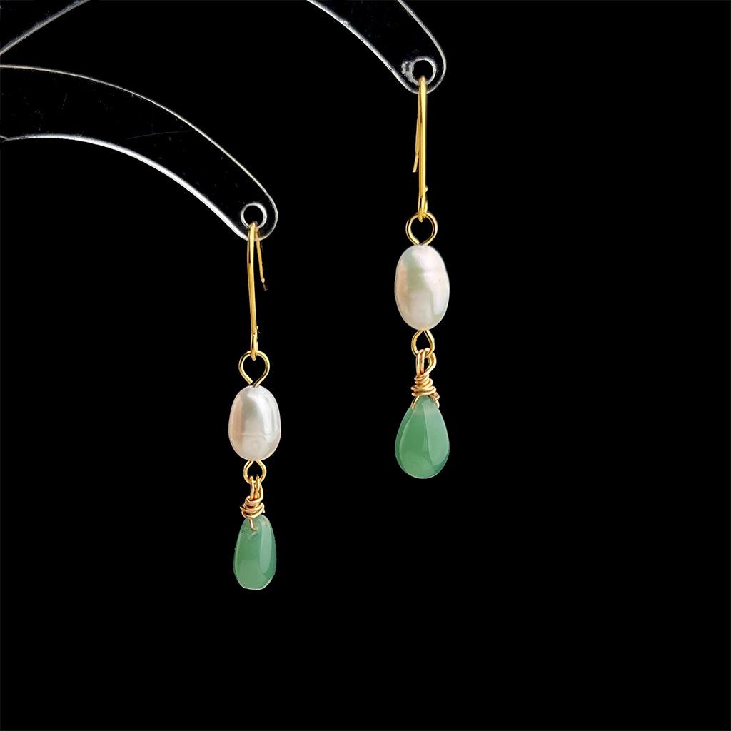 

Elegant Retro Hanfu Freshwater Pearl Earrings - Morning Dew Chinese Style