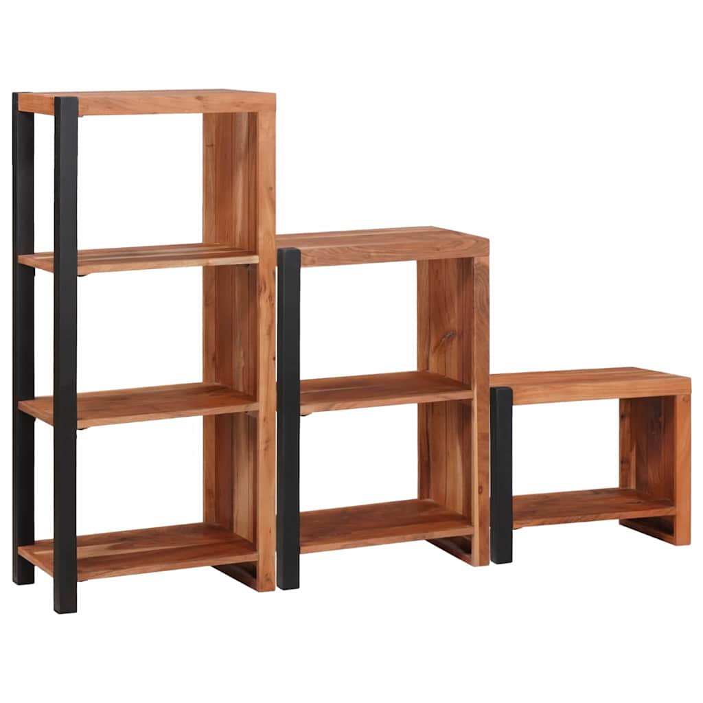 Bookshelf 6 Tiers 3 Pcs 50 X 30 X 110 Cm Solid Acacia Wood