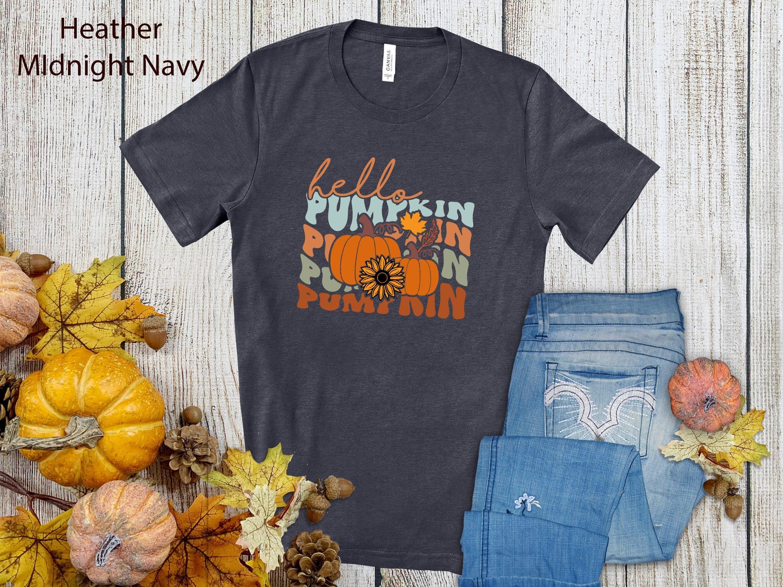 Hello Pumpkin T-Shirt | Fall Harvest Graphic Tee 2XL